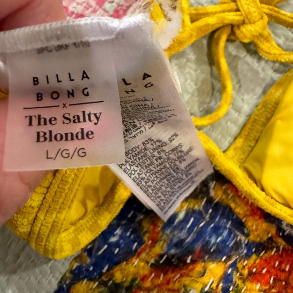 BILLABONG MADE YA LOOK TRI Salty Blonde Sting Bikini TOP ONLY - L - Picture 8 of 9